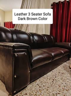 7 Seater Leather Dark Brown Sofa Set