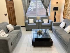 Seven-seater Sofa set with centre table and side table