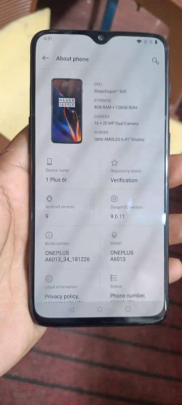 one plus 6t 8gb 128gb 3