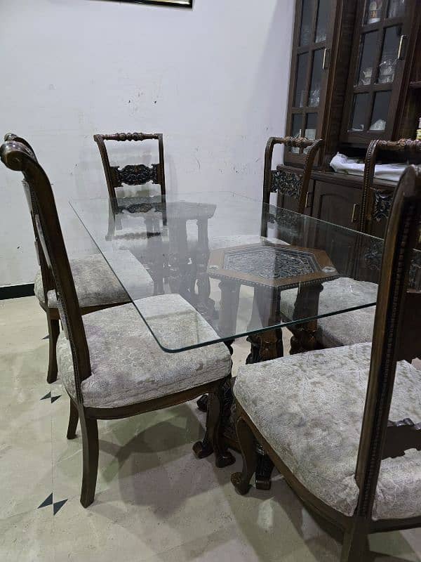 6 chairs chnnioti dining table with 8mm glass top 5