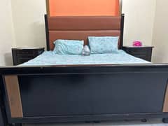 King size bed with 2 side tables and orthopaedic mattress