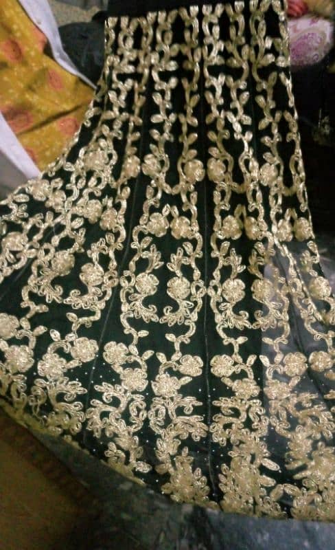 black frock  gaon style full long with net dupatta and plane trouser 0