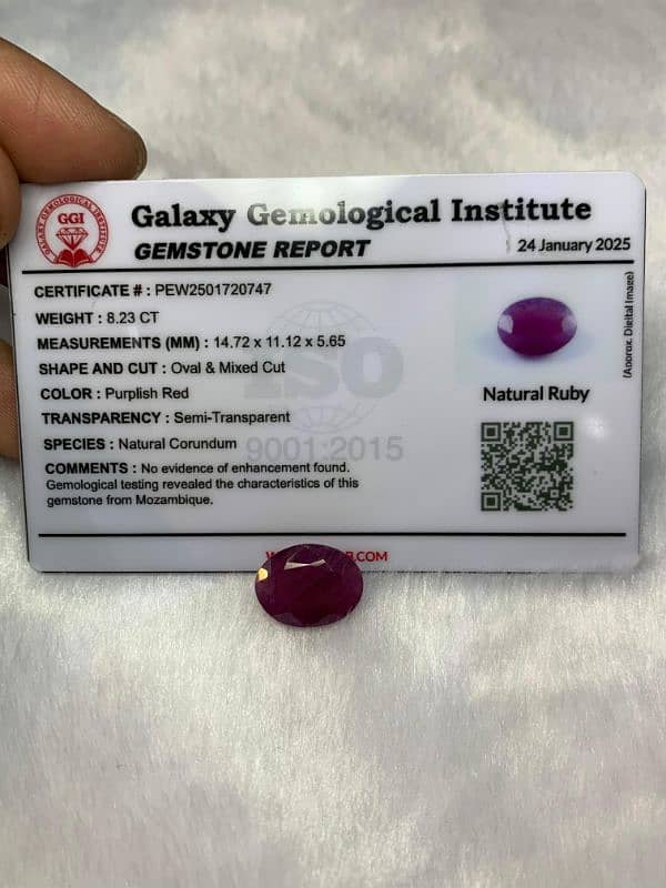 52 K, 8.23 carats Top quality un-treated Mozambique Ruby 0