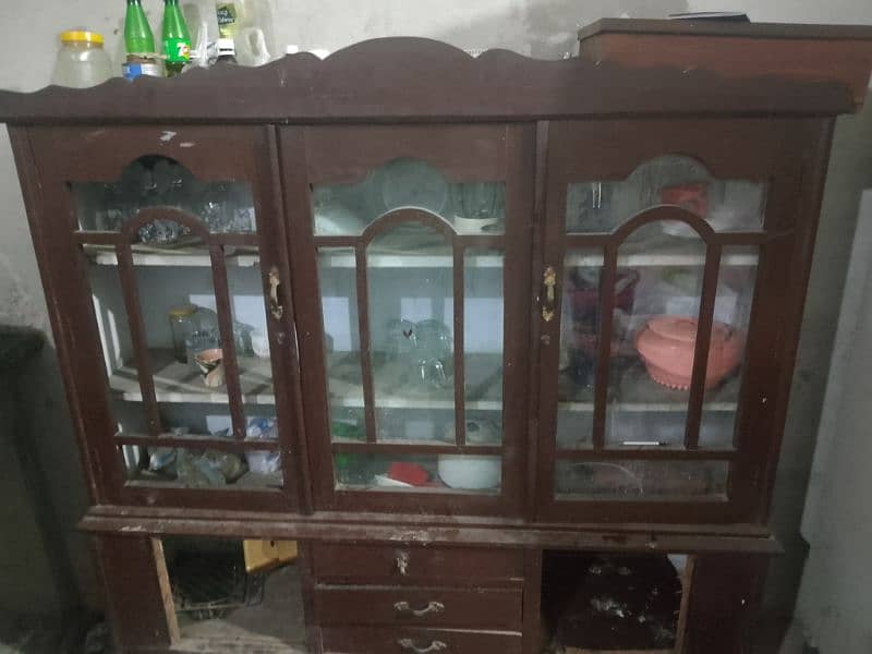 shesham wood bed dressing table showcase achi halat main ha 5