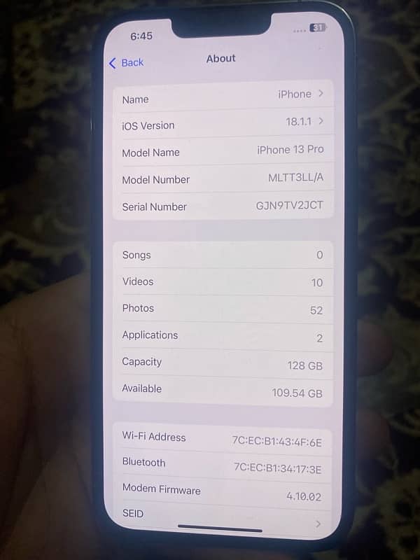 iphone 13 pro 128 gb non PTA 3