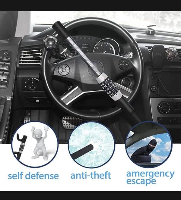 Car Steering Wheel Lock Anti Theft 5 Digit Password Lock for all Cars 2