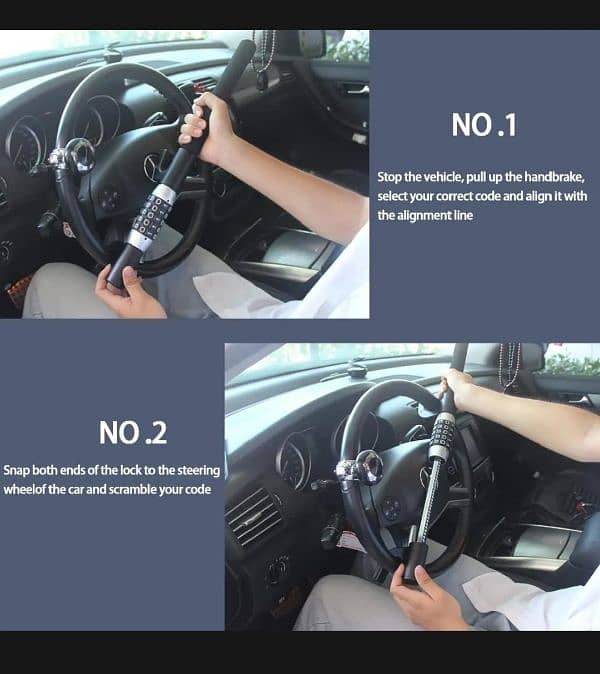 Car Steering Wheel Lock Anti Theft 5 Digit Password Lock for all Cars 8