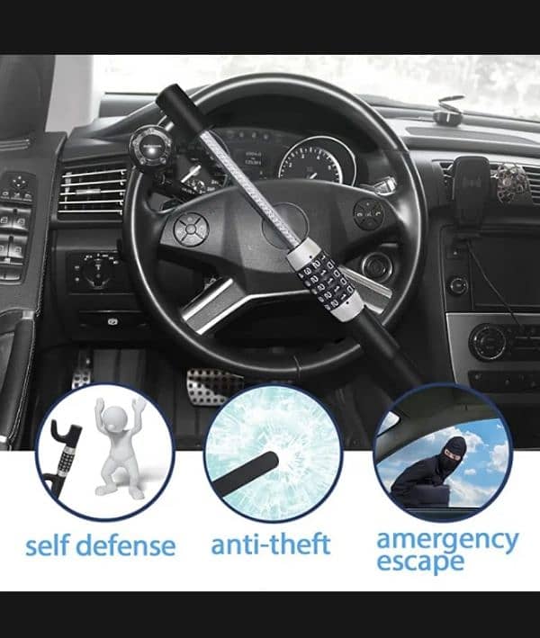 Car Steering Wheel Lock Anti Theft 5 Digit Password Lock for all Cars 9