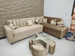 L shaped sofa set diamond foam with center table