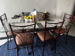 Dining Table with 6 Chairs Polished & Renewed with New Cushions