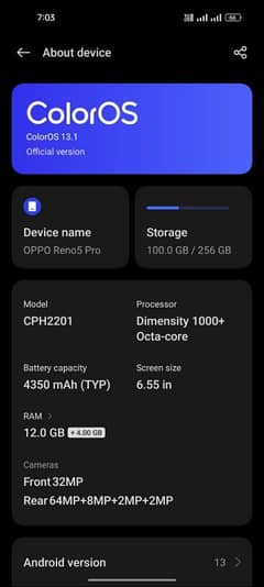 Urgent sale Reno 5pro 5g