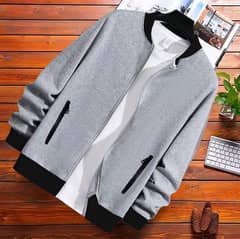 Men's Fleece Bomber Jacket - 1Pc Premium Grey Outerwear