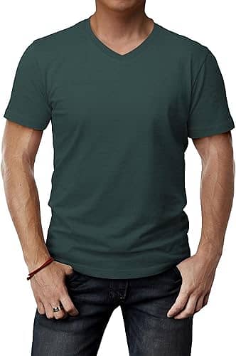 Mens Casual V-Neck Slim Fit Short Sleeve T-Shirt Soft LightWeighted 0