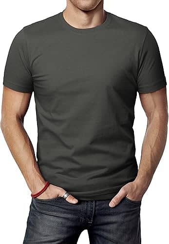 Mens Casual V-Neck Slim Fit Short Sleeve T-Shirt Soft LightWeighted 3