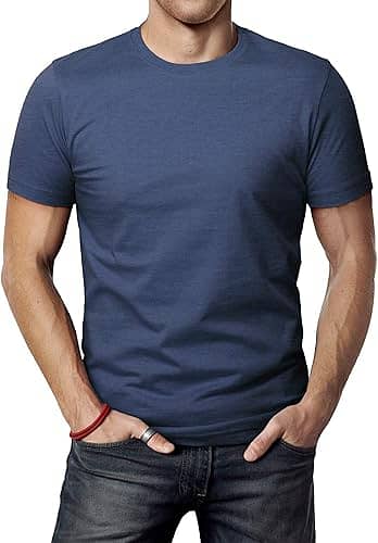 Mens Casual V-Neck Slim Fit Short Sleeve T-Shirt Soft LightWeighted 4