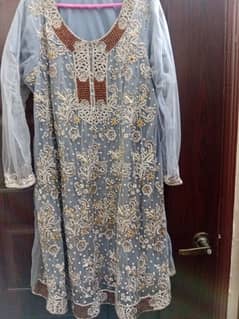 3 piece suit fully embroidered work on net, frock type