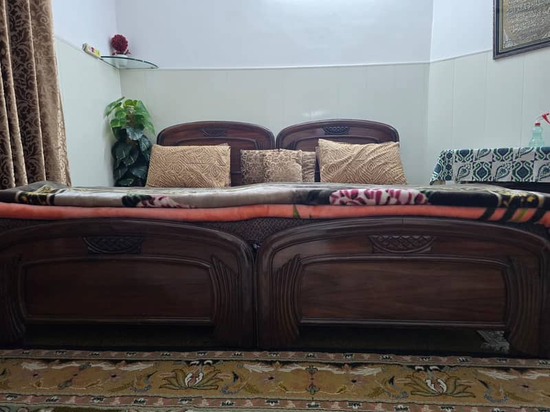 Two Single or Double Bed with Mattresses for Sale (Pure Sheesham) 1