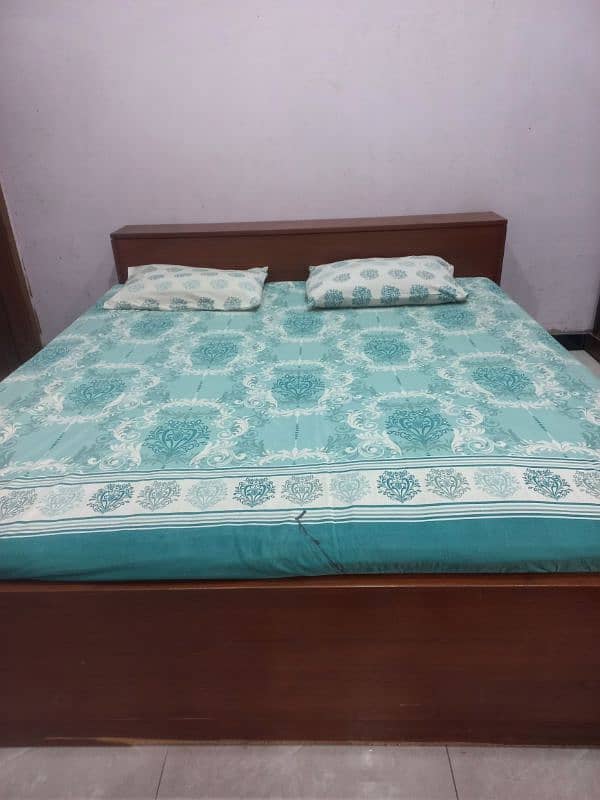 King size wood bed with Mattress three doors cupboards 2