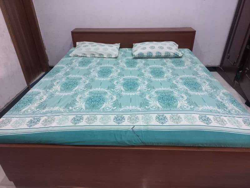 King size wood bed with Mattress three doors cupboards 3