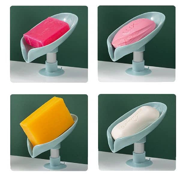 Newstyle Leaf Shape Soap Box Drain SoapHolder Box Bathroom Shower 2