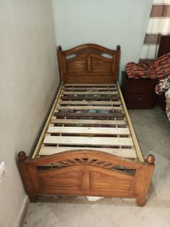 Brown Wooden Single Bed