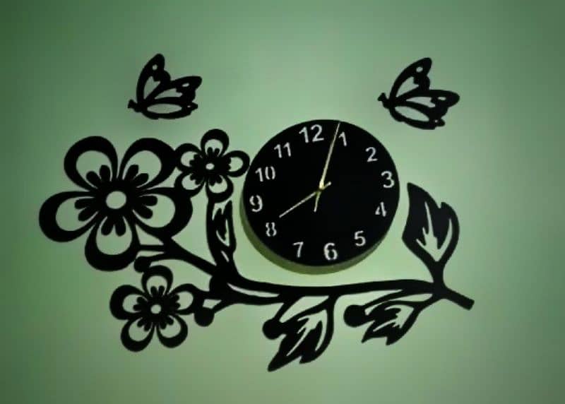 Wooden Wall Clock | Flower Wall Clock | Wall Clock for room 0