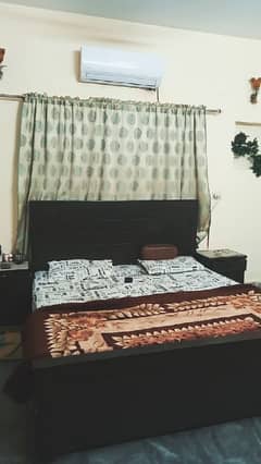 king size Bed set with mattress and side tables and Dressing table