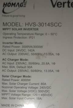 Homage vertex 3000-watt and pv-4000 hybrid solar inverter