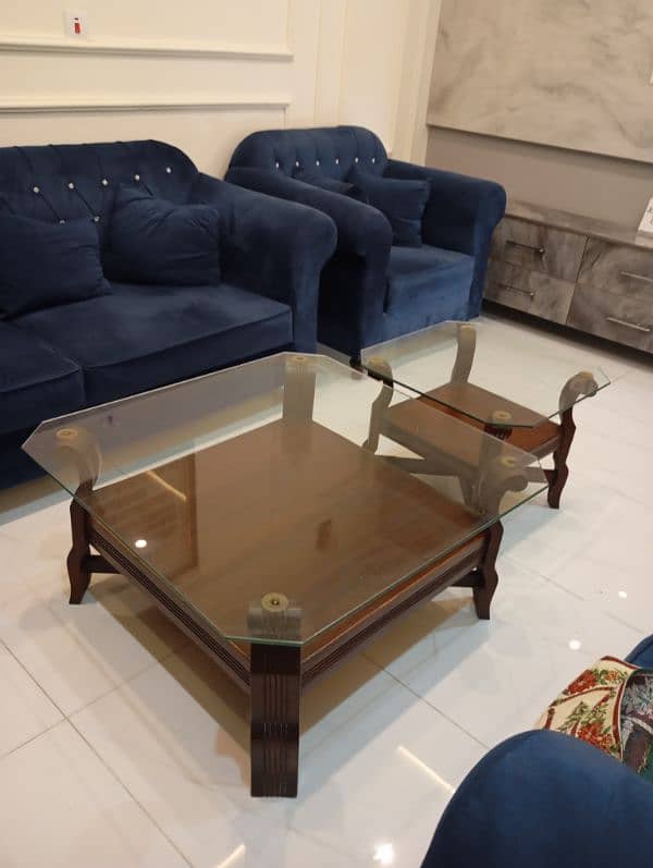 Wooden+Glass table (3 table set) 3x3, 2x2, 2x2 7