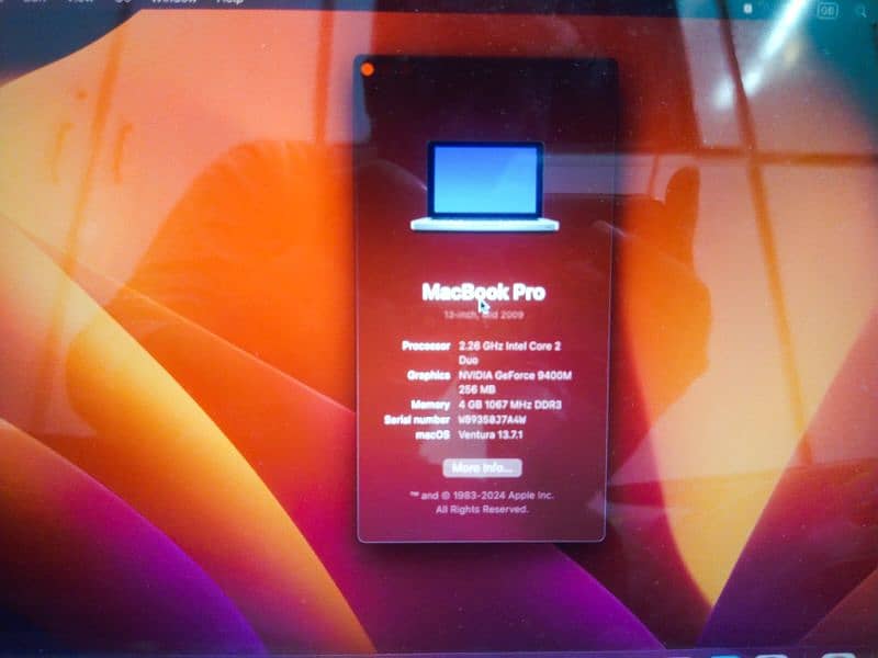 Macbook pro 2009 ventura ios 7