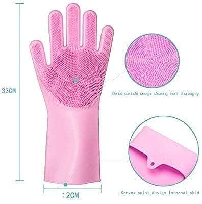 Magic Dish Washing Silicone Gloves with Wash Scrubber, Heat Resistant 5