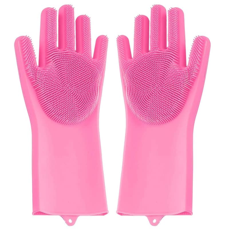 Magic Dish Washing Silicone Gloves with Wash Scrubber, Heat Resistant 6