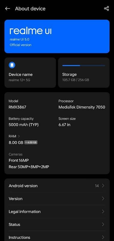 Realme 12 plus 5g | 8gb 256gb | PTA Approved | New 9