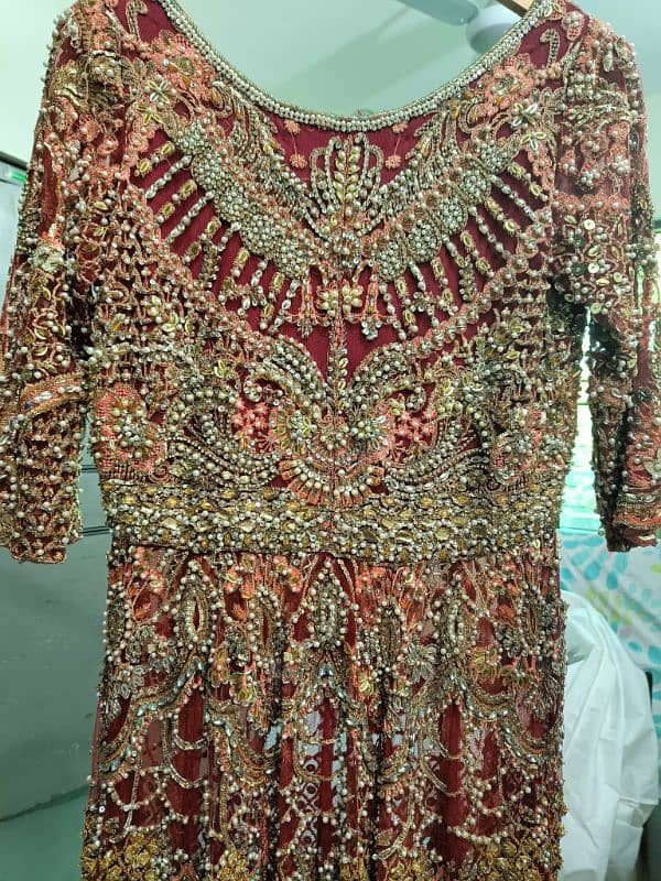 Epoque Couture Bridal Dress Barat Maroon pishwas 2