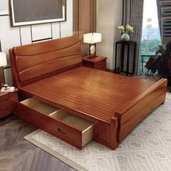 storage bed/wooden bed/shesham wooden bed/double bed/bed set/bedroom f