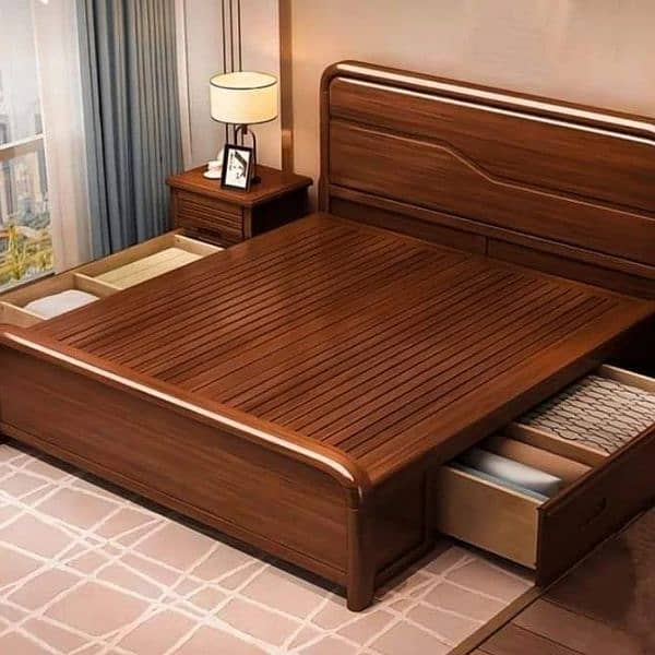 storage bed/wooden bed/shesham wooden bed/double bed/bed set/bedroom f 9