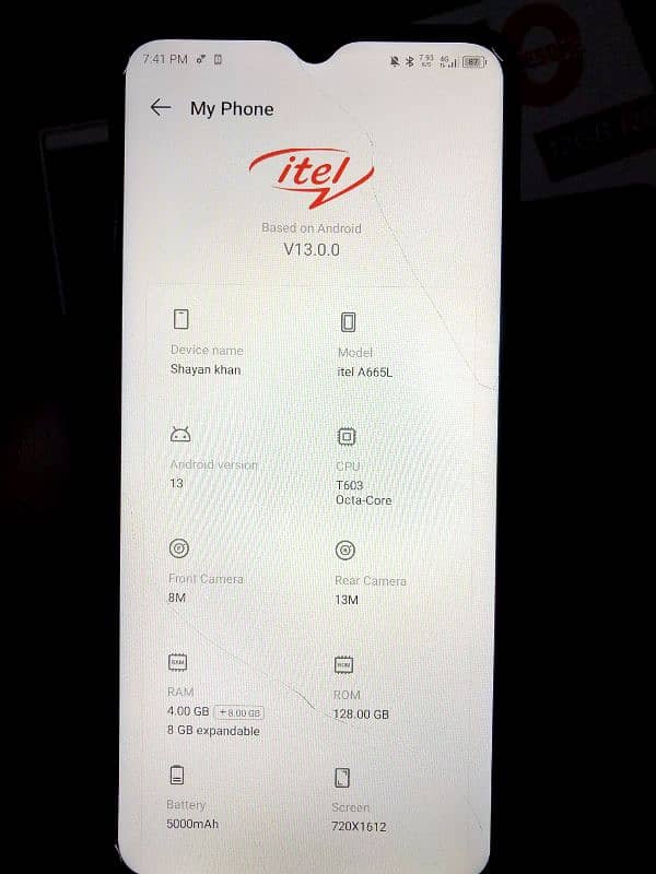 itel a70 8 128 (all okay hy with original daba and charger) 6