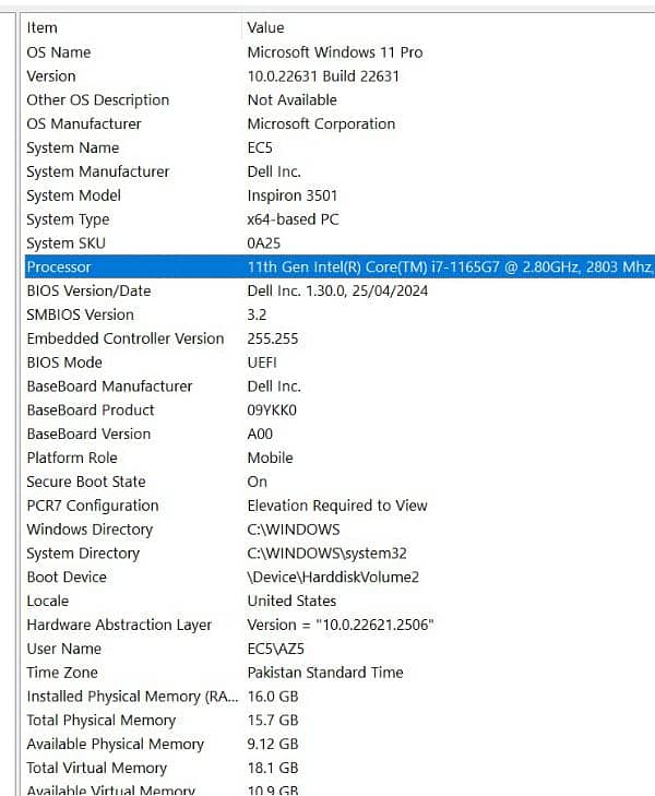 Dell core i7 11th generation 5