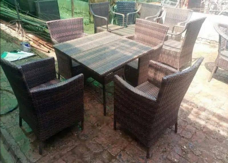 OUTDOOR GARDEN RATTAN UPVC FURNITURE SOFA SET CHAIRS TABLE UMBRELLA 4