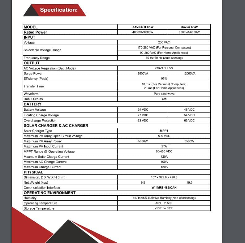 Crown Xavier 6KW Hybrid PV 6500/Crown 6KW Hybrid Inverter/ 3