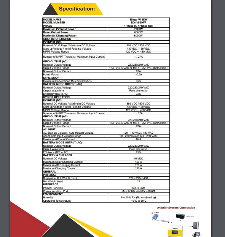 Crown Xavier 6KW Hybrid PV 6500/Crown 6KW Hybrid Inverter/ 7