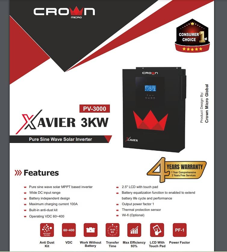 Crown Xavier 6KW Hybrid PV 6500/Crown 6KW Hybrid Inverter/ 9