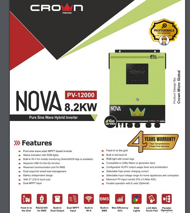 Crown Xavier 6KW Hybrid PV 6500/Crown 6KW Hybrid Inverter/ 11