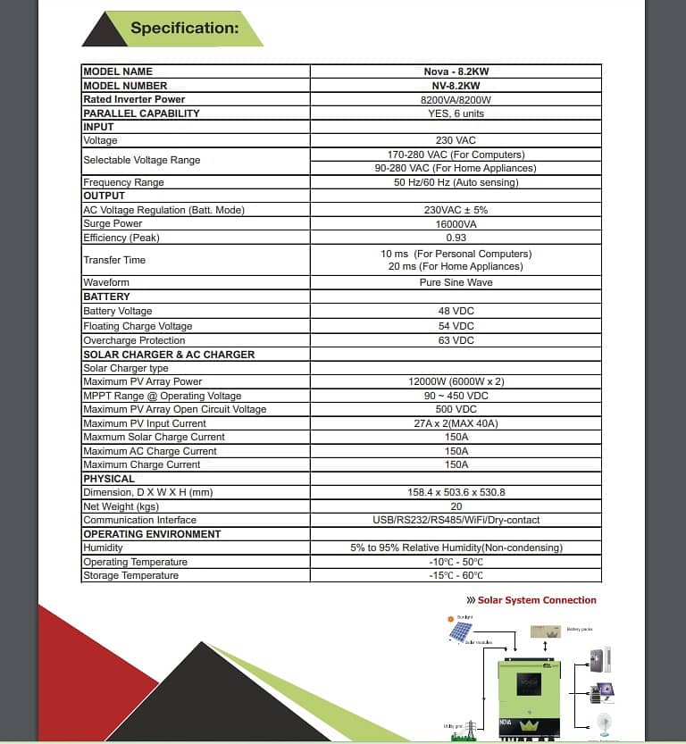 Crown Xavier 6KW Hybrid PV 6500/Crown 6KW Hybrid Inverter/ 12