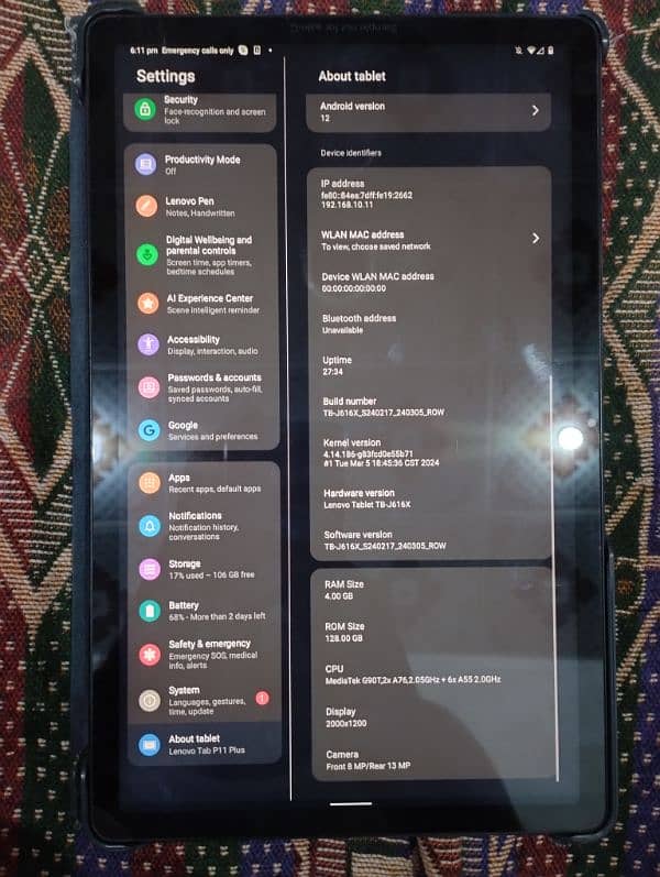 Lenovo Tablet P11 Plus 4/128 1