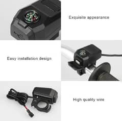 Motorcycle Mobile USB Charger 2A With Compass free delivery