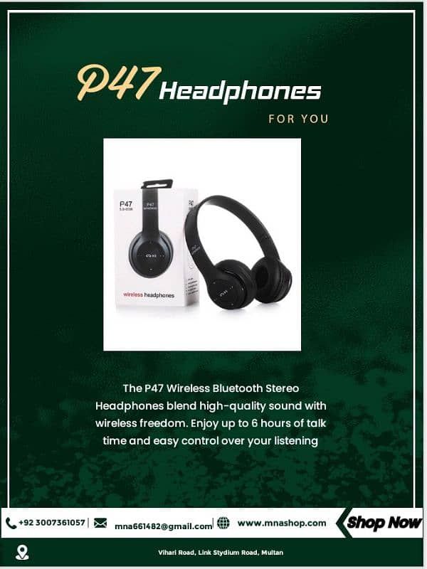 P47 Wireless Headphones 0