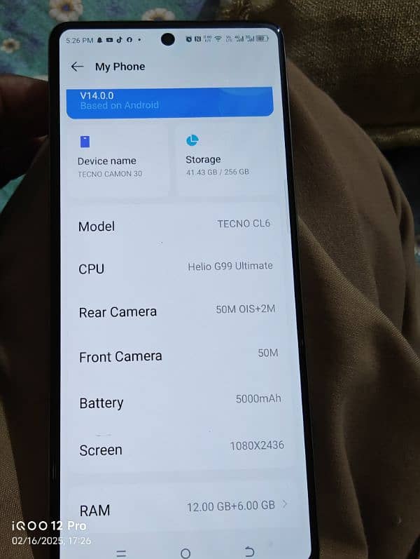 Tecno camon  30 /12 256  official pta approved 5