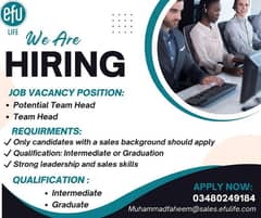 Hiring: Potential Team Head – EFU Life Assurance