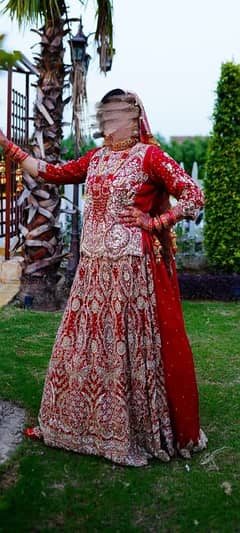 Luxury Bridal Lehenga - Heavy Embroidered Red & Gold